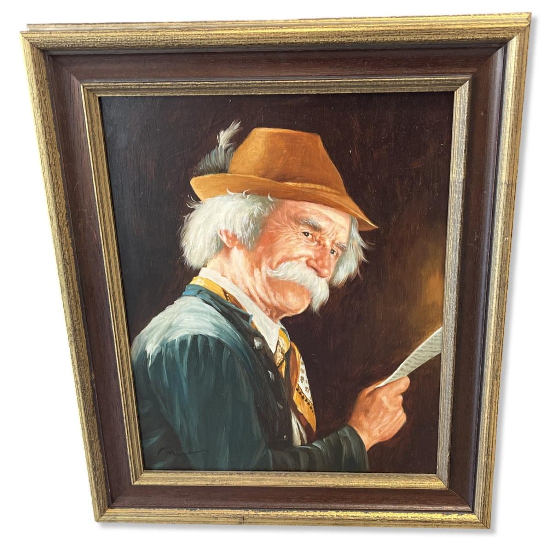 Signed Meyer Oil Painting on Board Man's Portrait with White Beard (1 of 3)