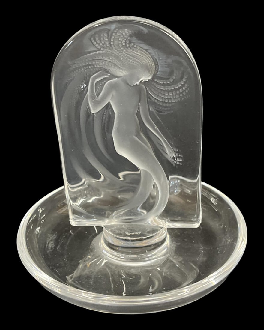 Lalique France Crystal Naiade Water Nymph Ring Dish Tray (1 of 2)