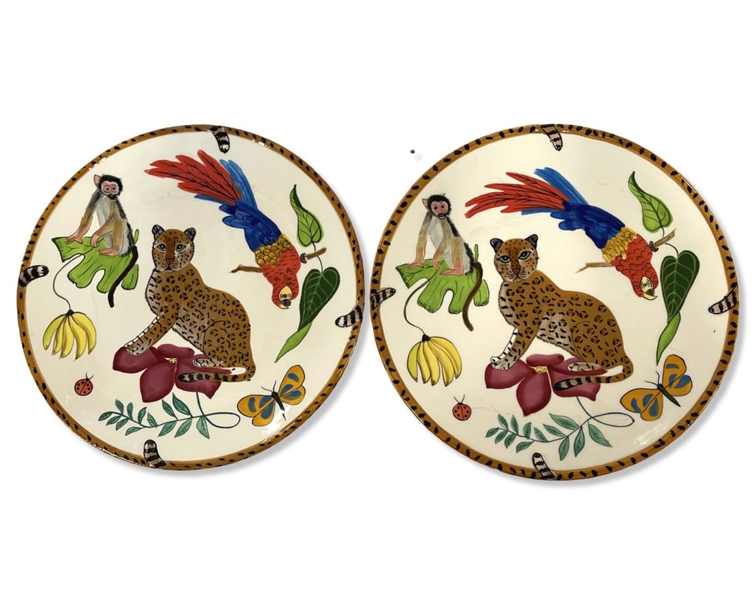 Six Lynn Chase Atelier Jungle Jubilee Dinner Plates: Six Lynn Chase Atelier Jungle Jubilee Dinner Plates measures DIA: 11 1/2"