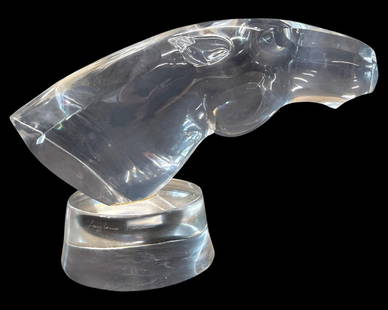 Signed Loredano Rosin (Italian, 1936-1991) Ribot Crystal of a Horse Head Sculpture on Heauy Base: Signed Loredano Rosin (Italian, 1936-1991) Ribot Crystal of a Horse Head Sculpture on Heauy Base. Etched signature, measures 13 1/2 "x 20" x 7"