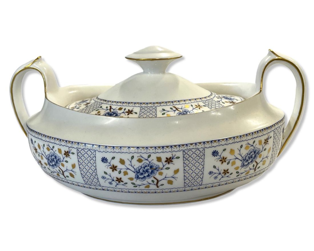Royal Crown Derby Mandarin Blue Covered Casserole: Royal Crown Derby Mandarin Blue Covered Casserole measures 5" x 11"