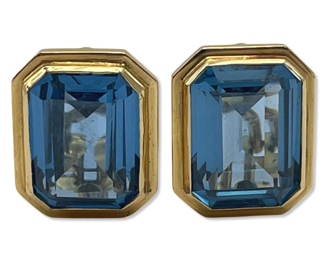 18kt YG & Approx 10.00ct Blue Topaz Earrings (1 of 2)