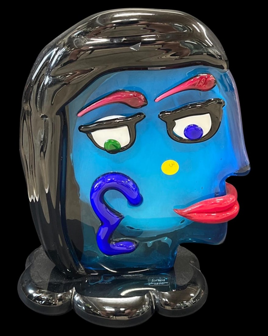Formia Vetri De Murano Italian Art Glass Vase Face Sculpture (1 of 2)