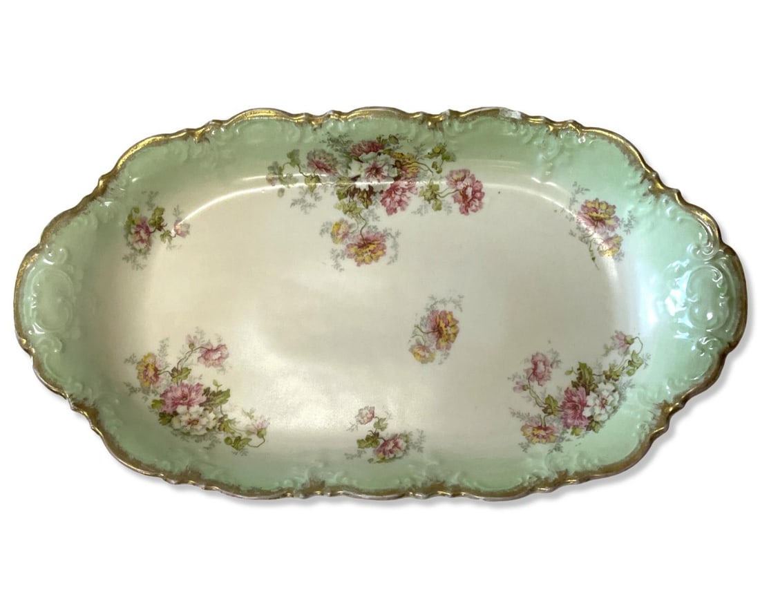 A.K. C.D. Limoges France Hand Painted Porcelain Oval Serving Plate (1 of 3)