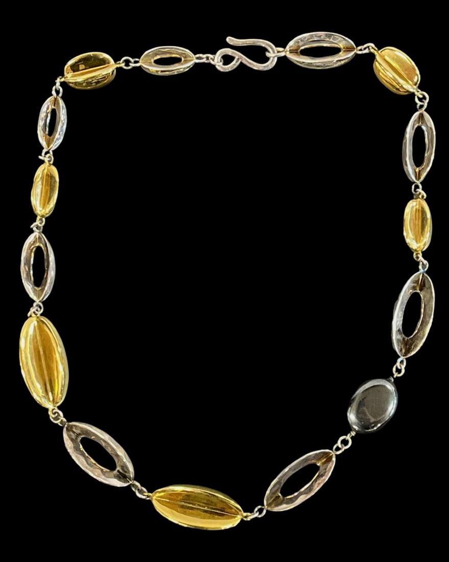 Robert Lee Morris RLM Studio Sterling Silver, Brass & Hematite Link Necklace: Robert Lee Morris RLM Studio Sterling Silver, Brass & Hematite Link Necklace measures L: 20"