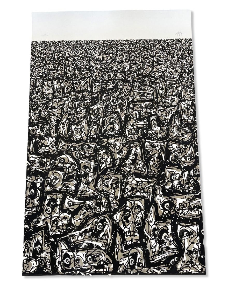 Signed Antonio Saura (Spanish, 1930-1998) Lithograph on Wove Paper Football World Cup 1982: Signed Antonio Saura (Spanish, 1930-1998) Lithograph on Wove Paper Football World Cup 1982. Signed & numbered 105/150, measures 37" x 22 1/2"