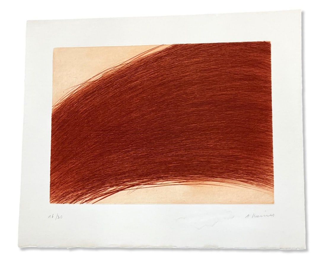 Signed Arnulf Rainer (Austrian b. 1929) Etching in Color on Paper Payage Rouge Brique (1 of 3)