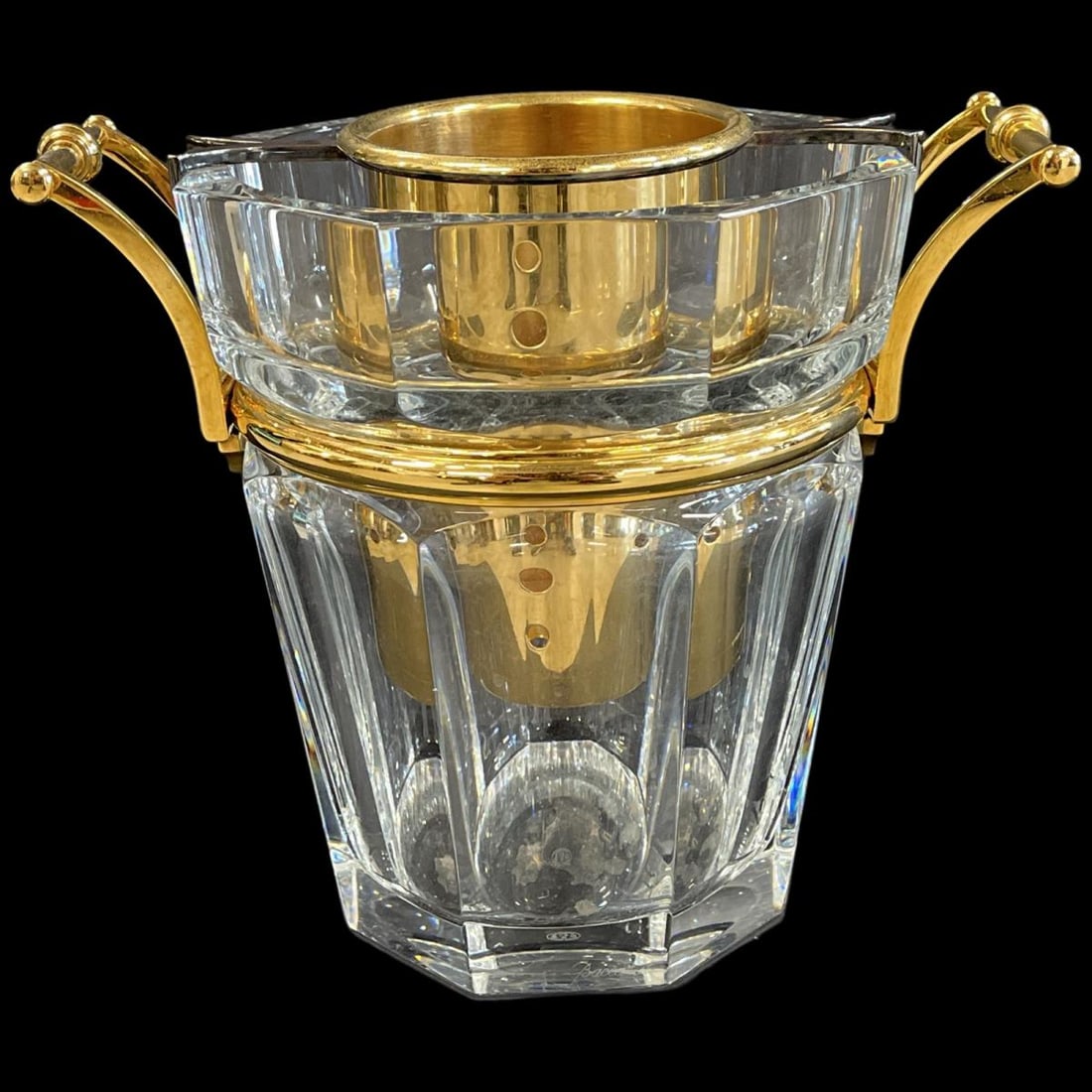 Baccarat France Crystal Moulin Rouge Champagne Bucket with Gilt Metal Mounts & Internal Insert (1 of 3)
