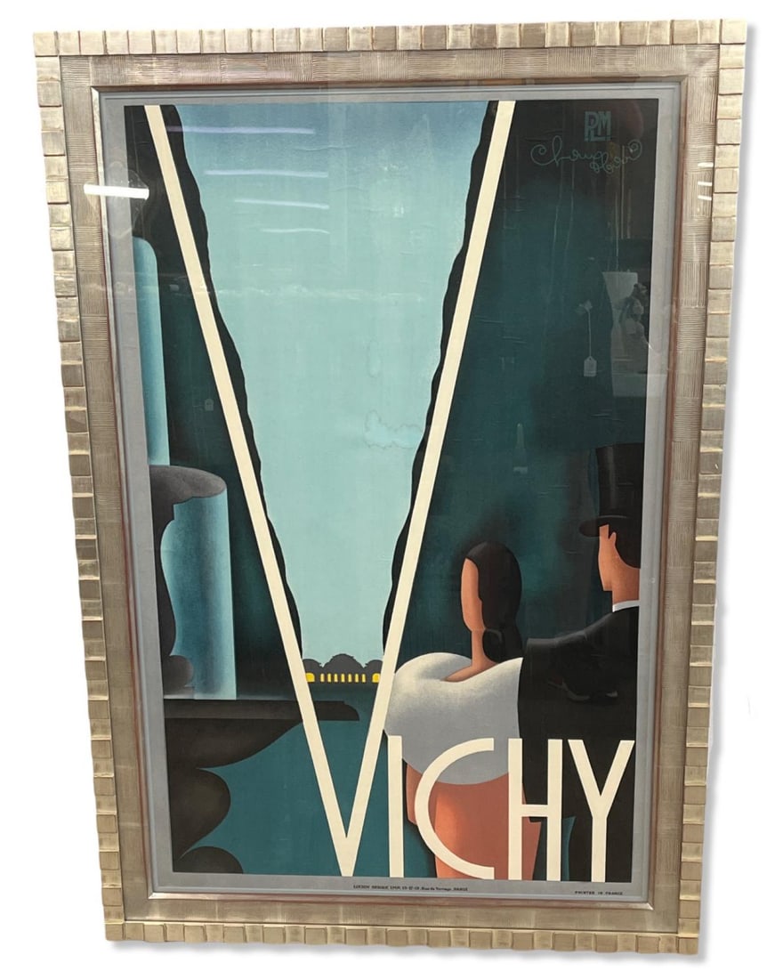 Signed A. Chauffour PLM Vichy French Travel Poster: Signed A. Chauffour PLM Vichy French Travel Poster. Signed Chauffour printed in French Lucien Serie Imp 15 17 19, Rue de Terrage Paris measures H: 39" x W: 25", 4" frame