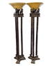 Pair of Maitland Smith French Style Torchiere Lions Floor Lamp with Glass Shade