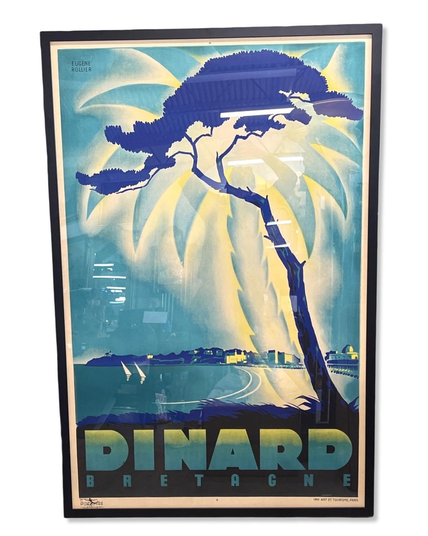 Eugene Rollier France Dinard Bretagne Travel Poster Published in Paris: Eugene Rollier France Dinard Bretagne Travel Poster Published in Paris measures 59" x 38", 1" frame