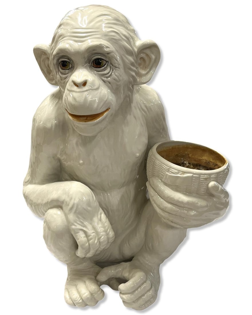 Italian White Ceramic Monkey Centerpiece (1 of 2)