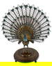 Chinese Silver & Enameled Peacock on Wood Base