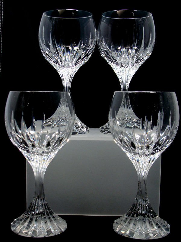 4 Baccarat Crystal Messena White Wine: 4 Baccarat crystal Messena white wine glasses. Stamped Baccarat France on the bottom. Each measures 6 7/8" tall. For Domestic or International Shipping Quotes Please Feel Call Ryan or Dave at Eagle Sh