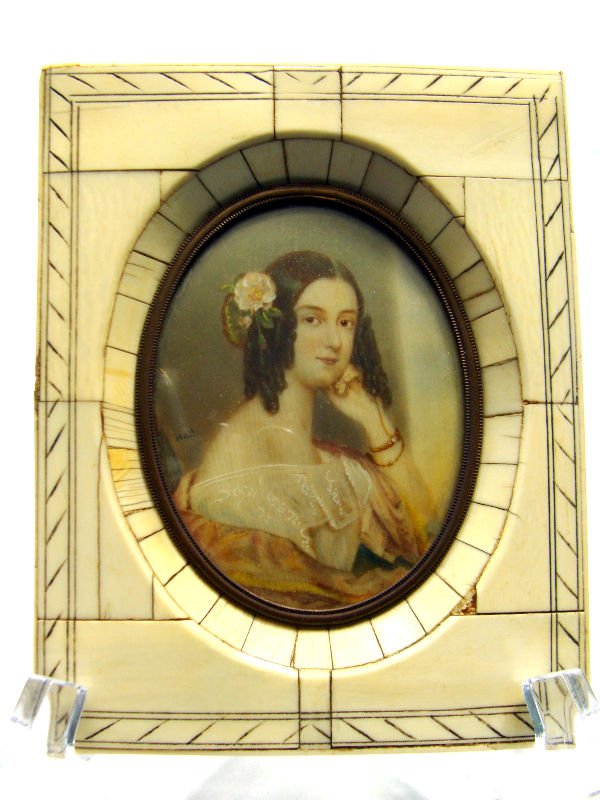 31 Miniature Portrait Painting On Ivory In Ivory Frame Nov 04, 2012