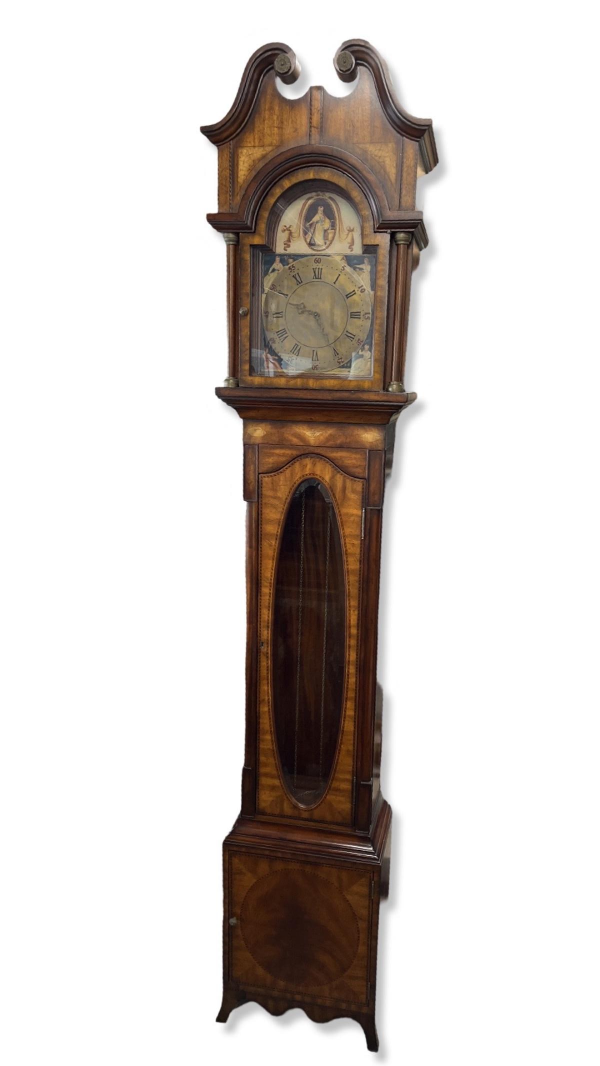Maitland Smith Fine Reproduction Tall Case Clock with Painted Details on Case & Tin Face (1 of 5)