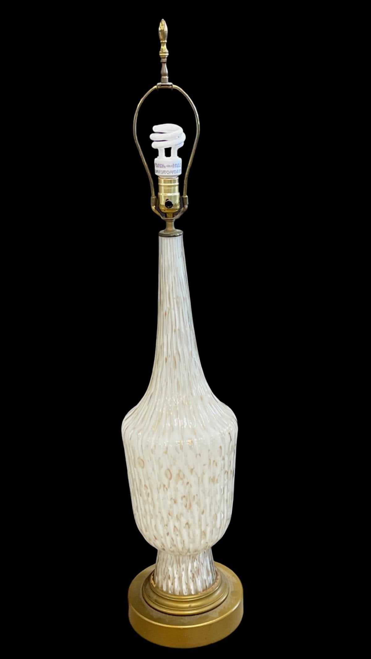 Alfredo Barbini (Italian b. 1912) Murano Art Glass Lamp with Brass Mounted Base (1 of 2)