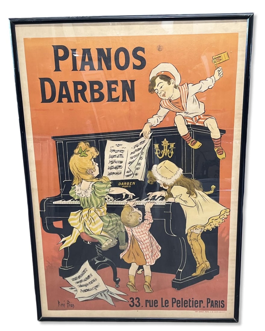 Artist Signed Pianos Darben Poster 33 Rue Le Peletier Paris Imp Chaix Paris 6 06 Encres Lorilleaux (1 of 5)