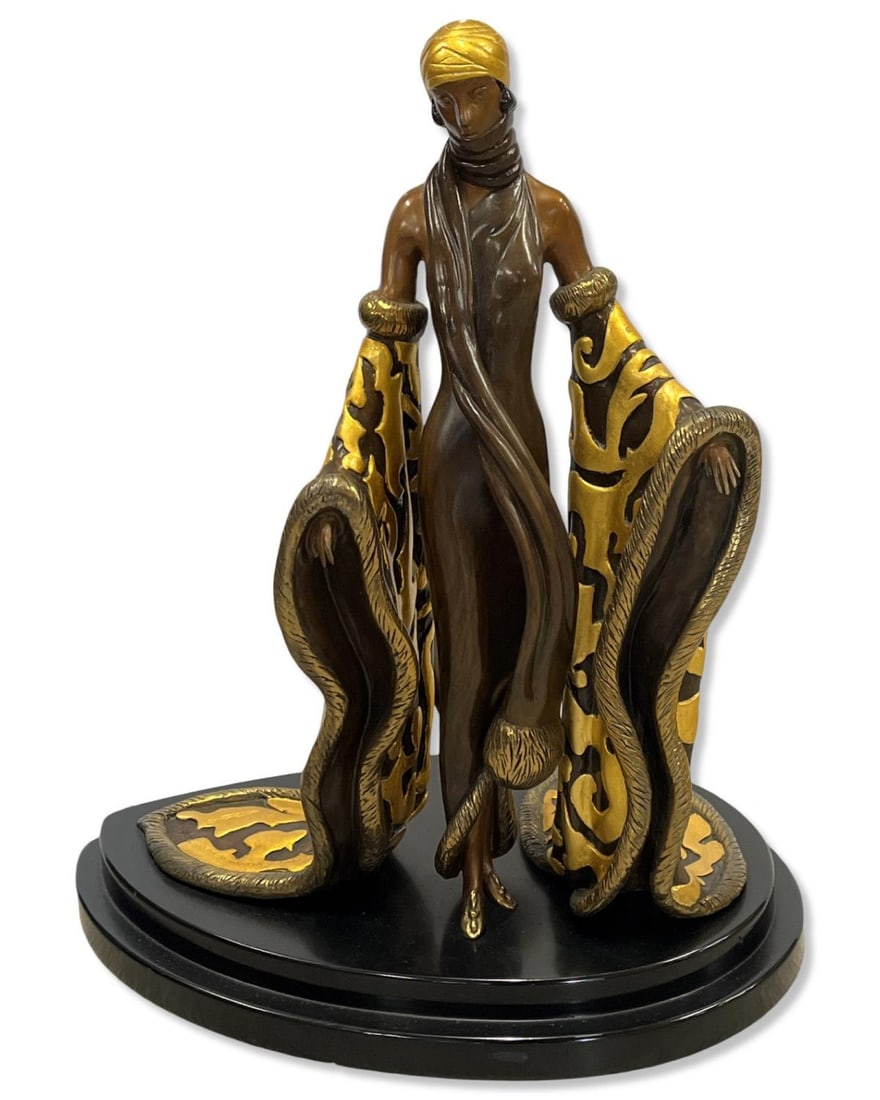 Signed Erte Romain De Tirtoff (Russian/French, 1892-1990) Cold Painted & Gilt Bronze Sculpture The (1 of 4)