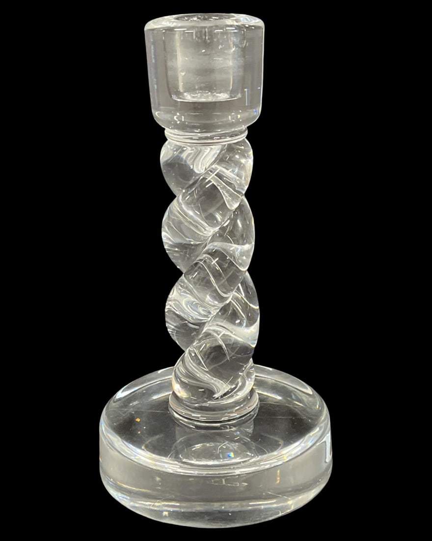Steuben Crystal Twisted Candlestick: Steuben Crystal Twisted Candlestick measures H: 8"