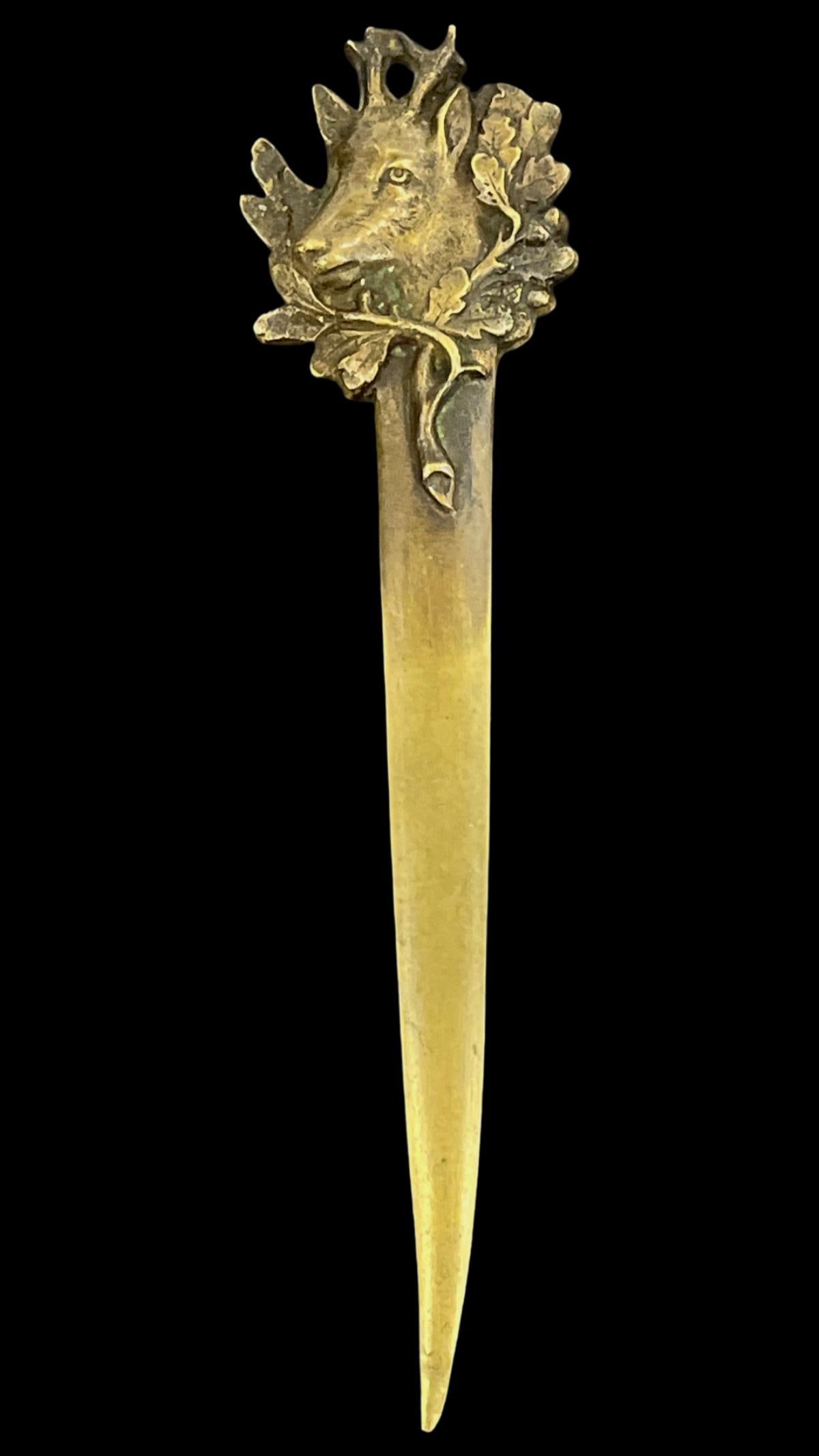French Bronze Deer Letter Opener: French Bronze Deer Letter Opener measures L: 10"