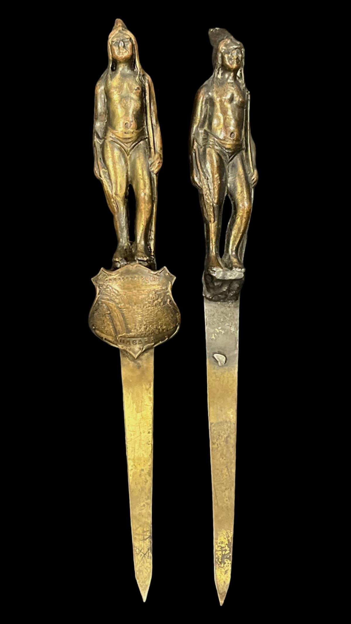 Pair of Native American Copper Figural Letter Opener: Pair of Native American Copper Figural Letter Opener measures L: 7"