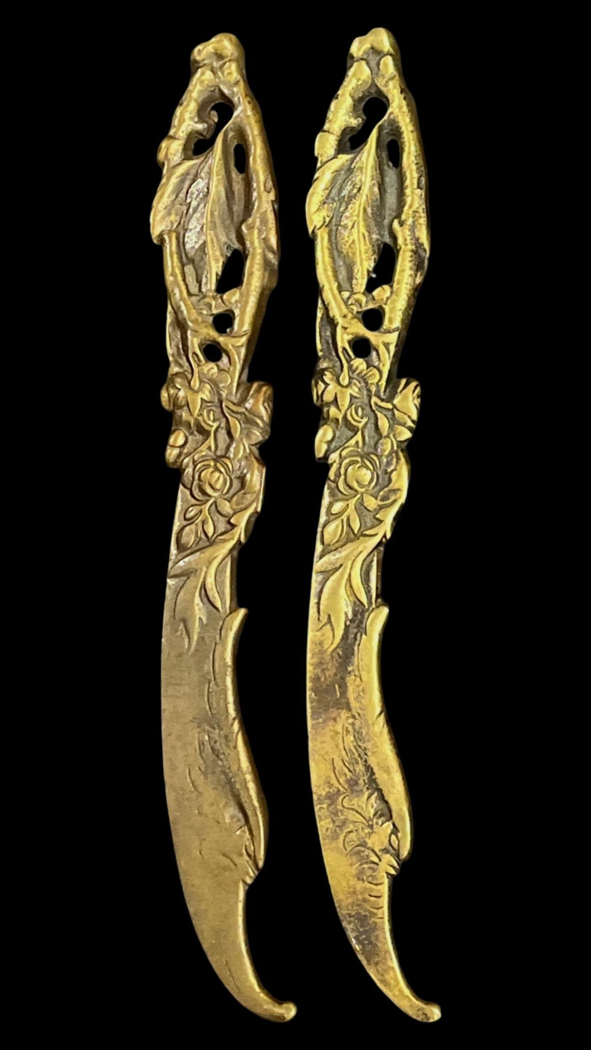 Pair of French Bronze Leaf Shaped Letter Opener (1 of 2)