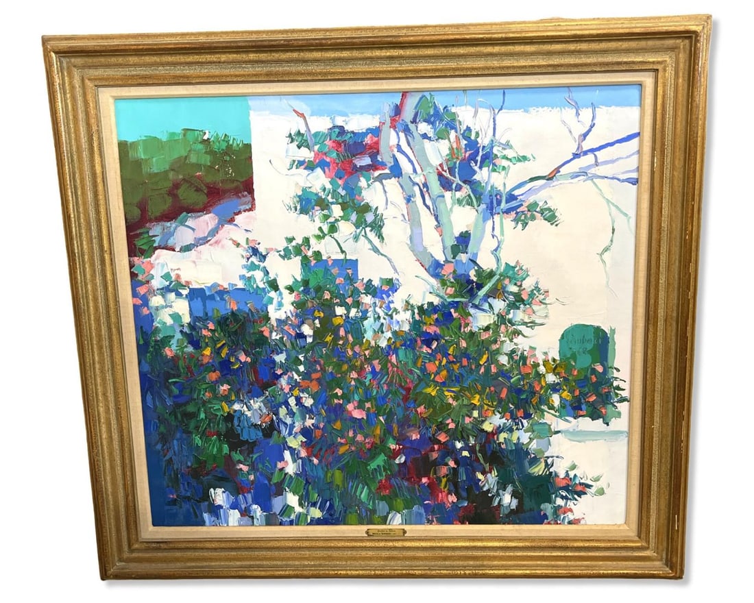 Signed Nicola Simbari (Italian, 1927-2012) Oil Painting on Canvas Garden in Ischia (1 of 6)