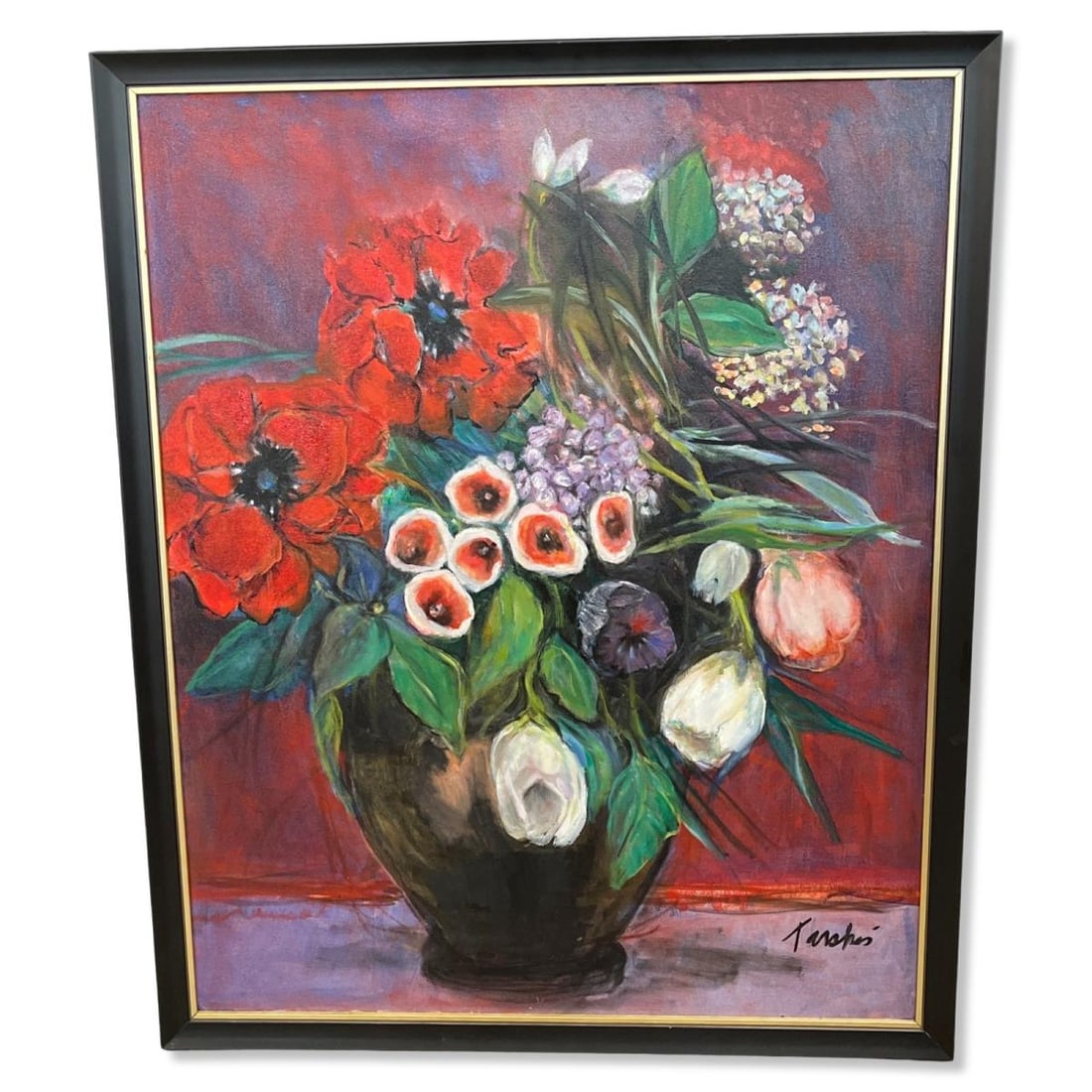Signed Giclee on Canvas Red Poppy Still Life (1 of 3)