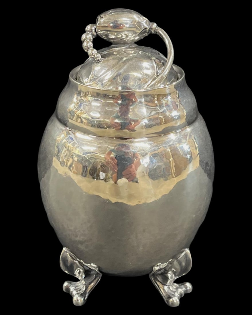 Georg Jensen Sterling Silver Blossom Tea Caddy No. 2 (C. 1930) Design 1908 (1 of 4)