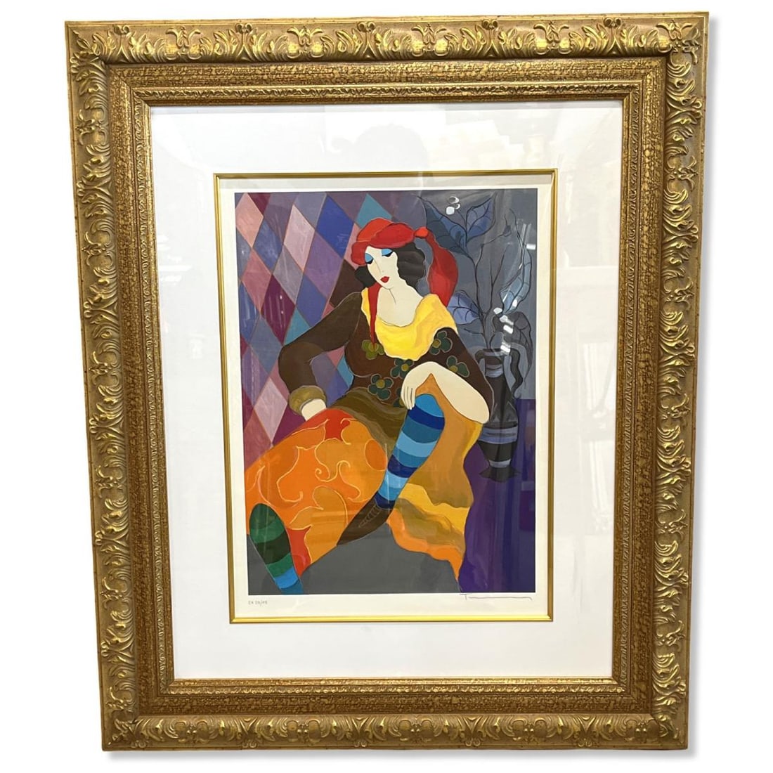 Signed Itzchak Tarkay (Israeli, 1935-2012) Limited Edition Serigraph in Color Gitana (1 of 3)