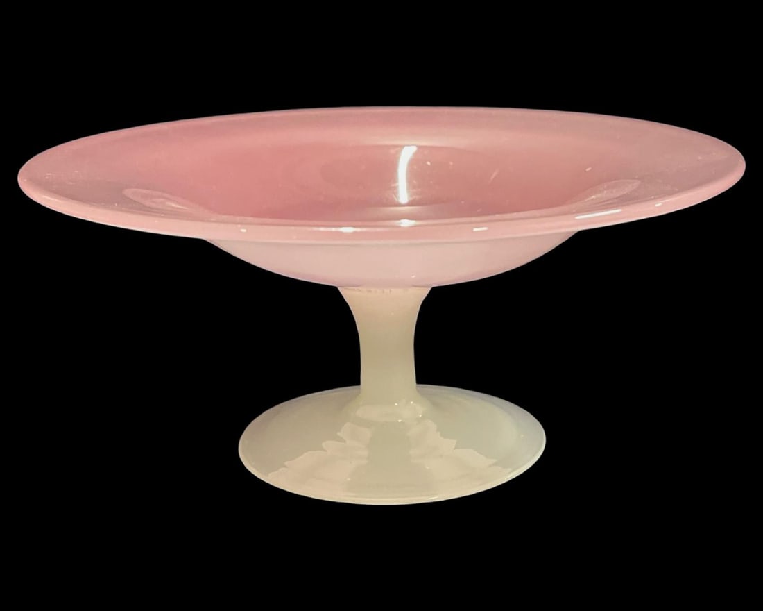 Steuben Rosaline & Alabaster Glass Compote (1 of 2)