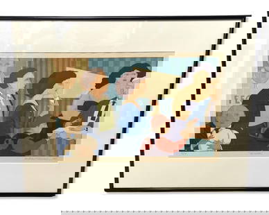 Signed Andrew Stevovich (American b. 1948) Limited Edition Woodcut on Color Paper Carnival: Signed Andrew Stevovich (American b. 1948) Limited Edition Woodcut on Color Paper Carnival. Signed and numbered 19/70, measures 10" x 16", 3" frame & matte