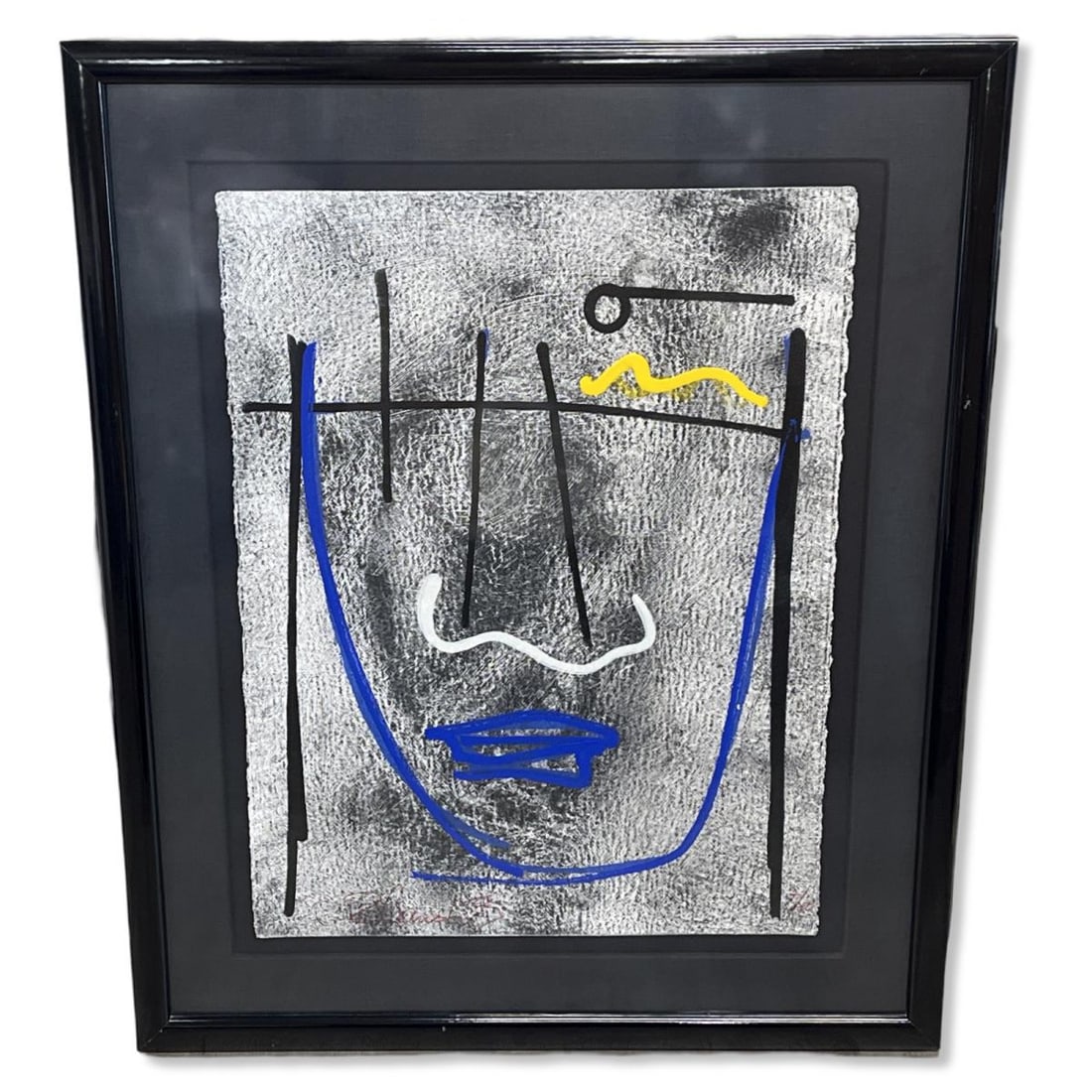 Signed Orlando Agudelo Botero (B. 1946) Mixed Media on Paper Abstract Face (1 of 3)