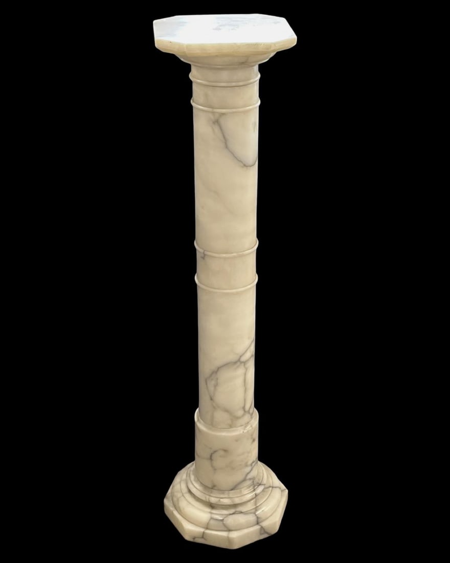 Italian Carved White Alabaster Pedestal Column (1 of 2)