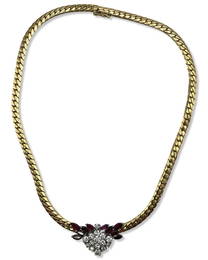 Italian 14kt YG, Approx 1.80ct Diamond & 2.90ct Ruby Ladies Necklace