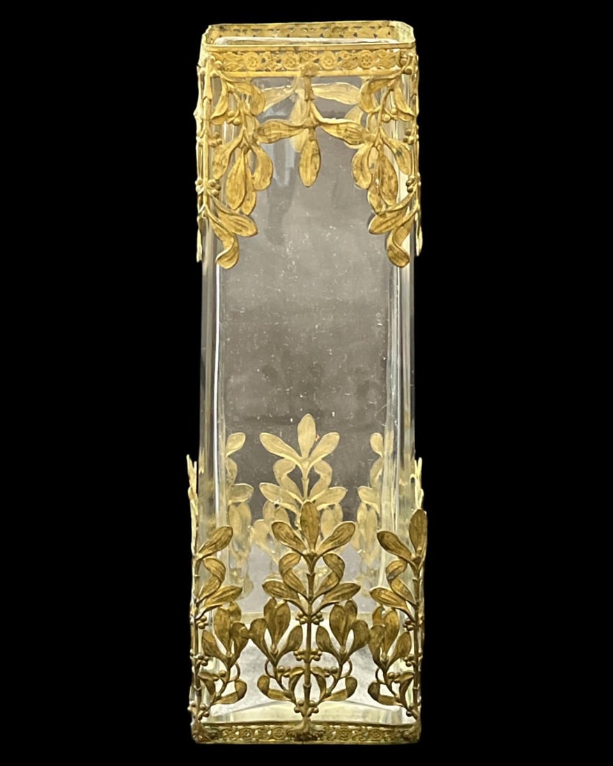 Baccarat Style French Crystal & Dore Bronze Vase (1 of 2)