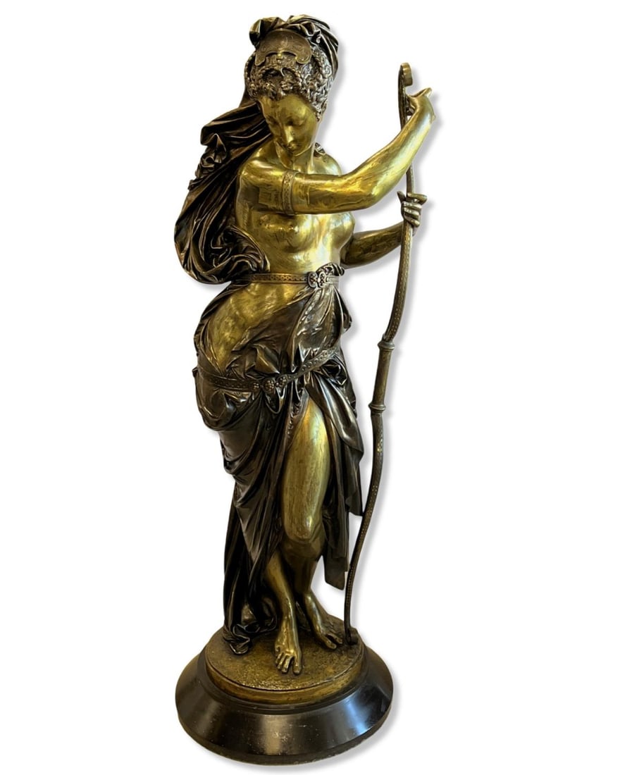After Albert Ernest Carrier Belluse (French, 1824-1887) Bronze Sculpture Diana on Black Marble Base (1 of 4)