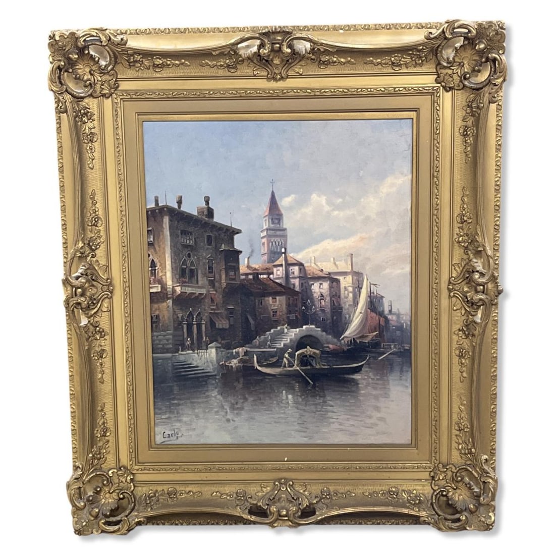 Signed Karl Kaufmann (Italian/Austrian, 1843-1905) Oil Painting on Canvas View of Venice (1 of 4)