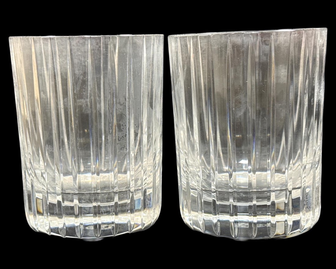 Pair of Baccarat Crystal Harmonie Double Old Fashioned Glasses: Pair of Baccarat Crystal Harmonie Double Old Fashioned Glasses measures H: 4 1/8" x DIA: 3 1/8"