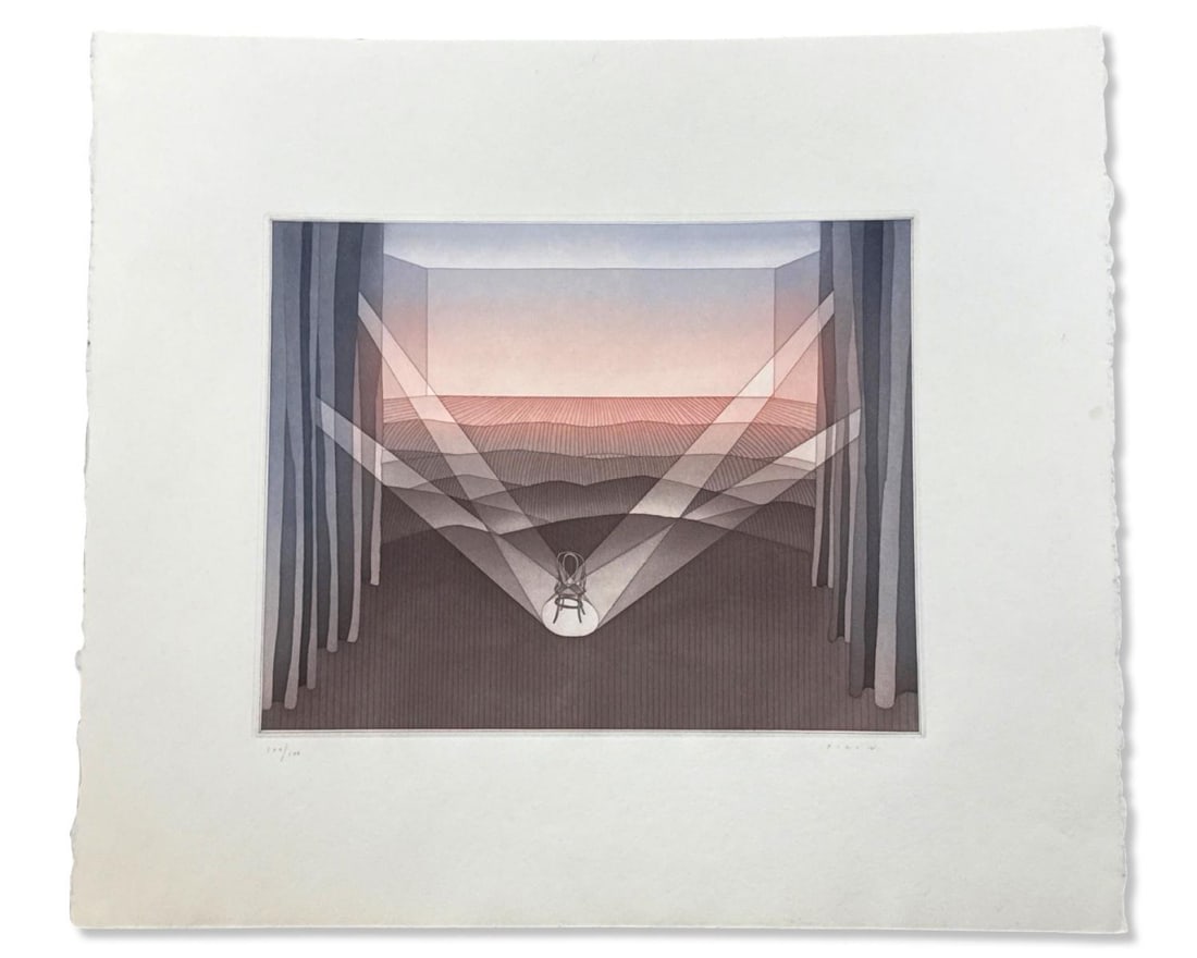 Signed Jean-Michel Folon (Belgian, 1934-2005) Etching in Color (1 of 4)