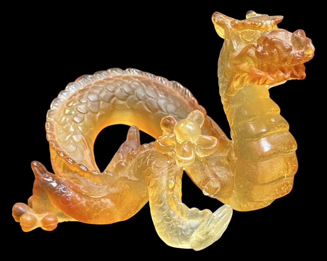 Signed Daum Pate De Verre Art Glass Chinese Dragon Figurine (1 of 4)
