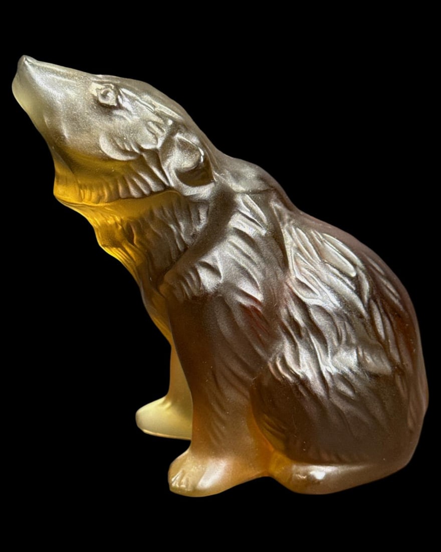 Lalique Crystal Cola Colored Nouria Bear Figurine (1 of 3)