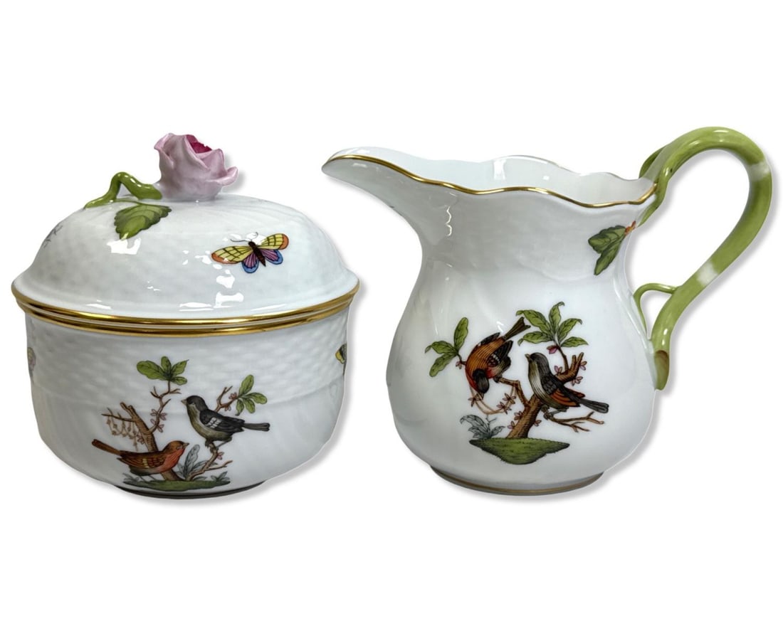 Lot of Two Herend Hungary Hand Painted Porcelain Rothschild Bird Coffee Set Pcs (1 of 3)