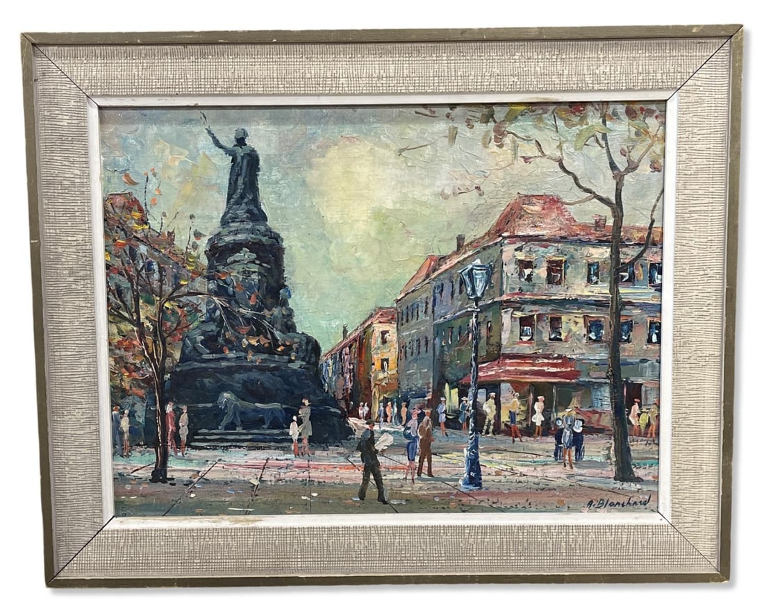 Signed Antoine Blanchard (French, 1910-1988) Oil Painting on Canvas Parisian Street Scene (1 of 3)