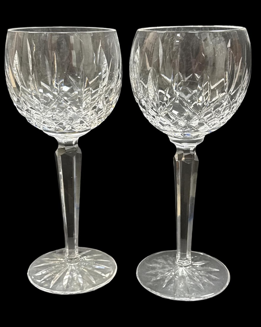 Pair of Waterford Crystal Lismore Hock Wine Glasses: Pair of Waterford Crystal Lismore Hock Wine Glasses measures H: 7 3/8"