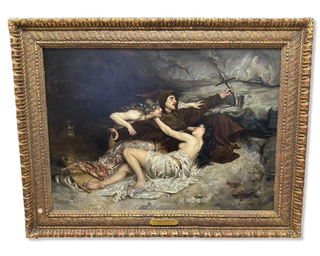 Signed Alexandre Louis Leloir (French, 1843-1884) Oil Painting The Temptation of Saint Anthony (1 of 5)