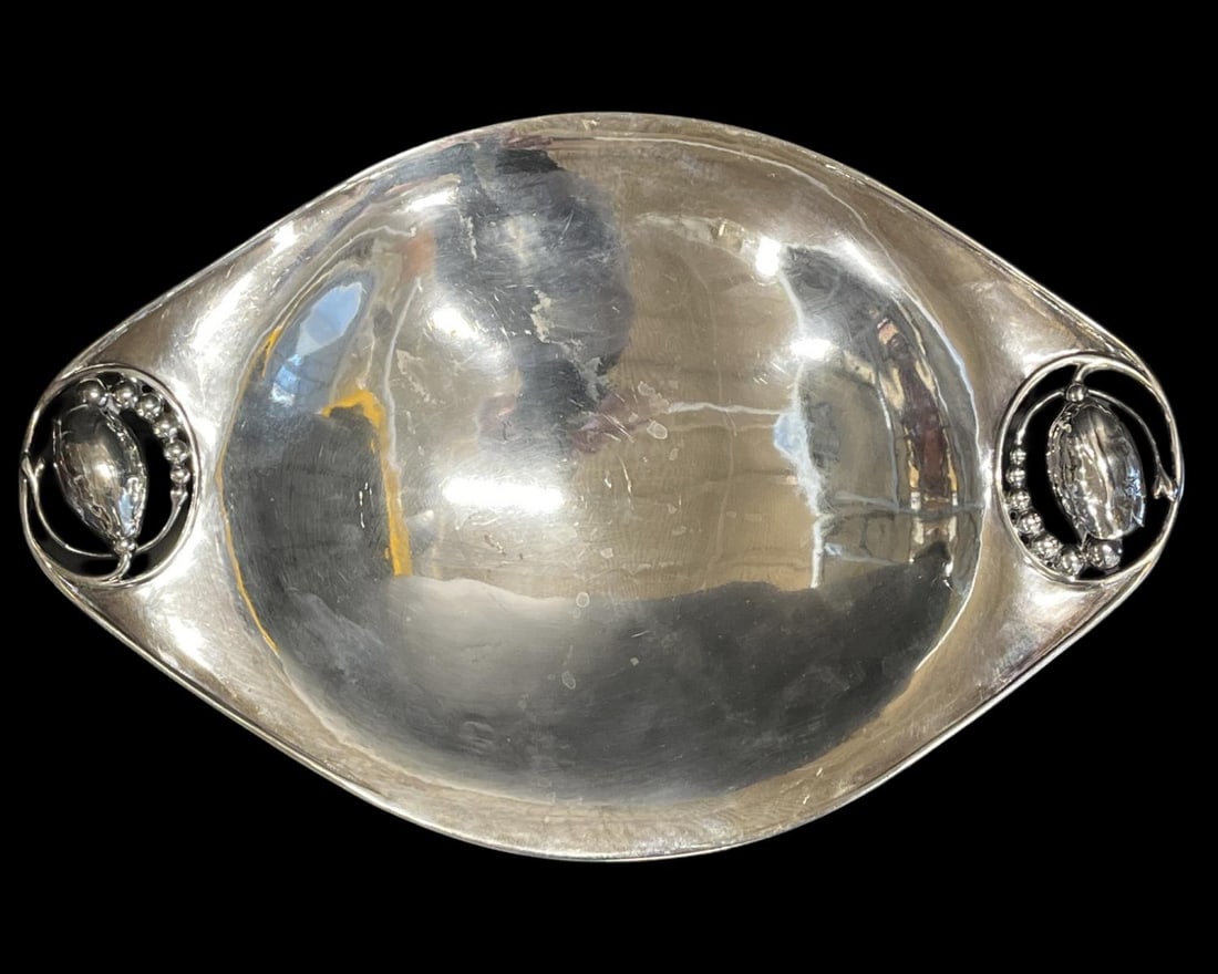 Georg Jensen Sterling Silver Blossom Pattern Oval Bowl with Openwork Blossom Form Handles (1 of 4)