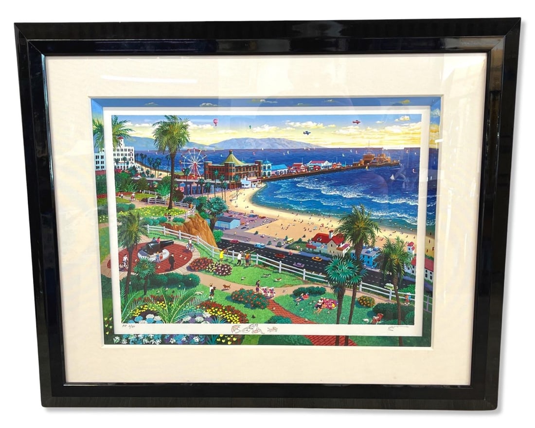 Signed Alexander Chen (American b. 1952) Limited Edition Lithograph in Color Santa Monica Beach (1 of 3)
