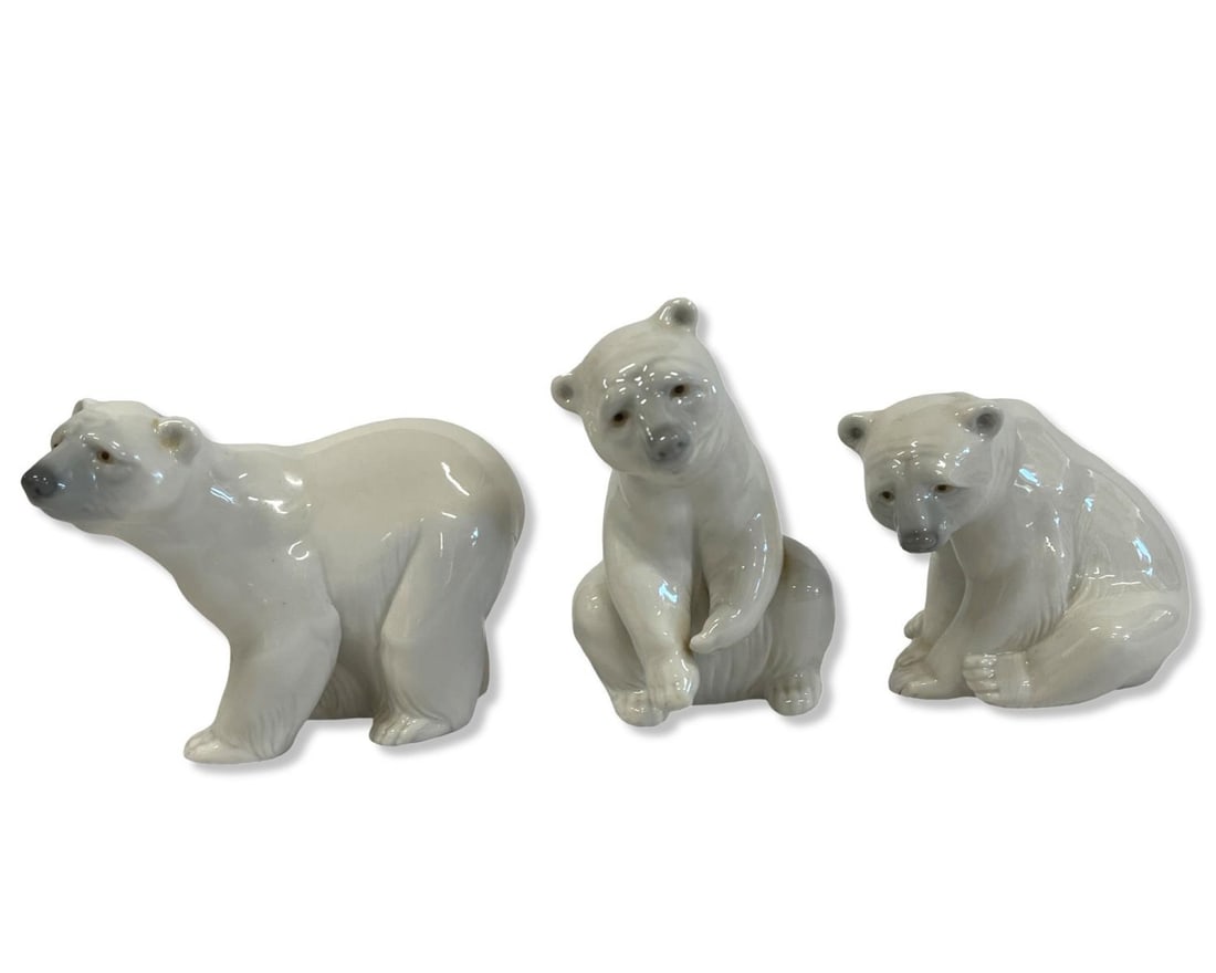 Lot of Three Lladro Polar Bear Figurines (1 of 2)